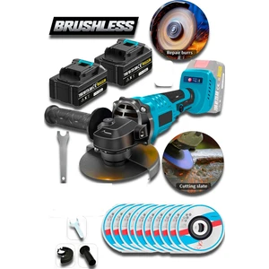 Lieber German Alman Black Blu 798VF 25AH Kömürsüz Motor 115 mm Akülü Avuç Içi Taşlama Makinesi +10 Taş