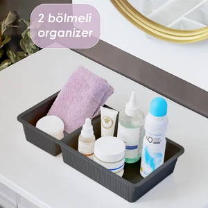 Wh-72 Antrasit 2 Bölmeli Düzenleyici Çekmece Dolap Için Çok Amaçlı Plastik Organizer