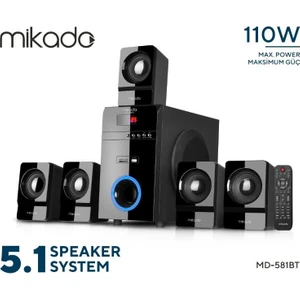 MD-581BT 5+1 Usb+Sd+Fm Destekli Multimedia Bluetooth Speaker