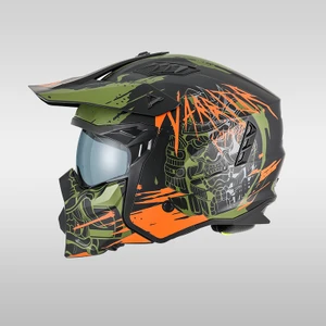 X1-X Seul Moduler Matt Warrior Black Army Orange Motosiklet Kaskı