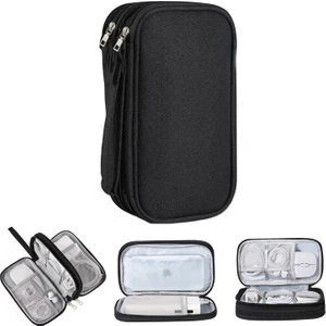 Taşınabilir Su Geçirmez Çift Katman Fermuarlı 8 Bölmeli Hard Disk Seyahat Çantası Organizer Al4210
