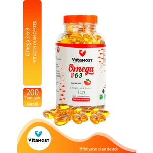 Omega 3 - 6 - 9 - 200 Kapsül 1330 mg (Omega3, Fish Oil, Balık Yağı)