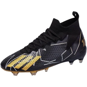 Ahp Shoping Yüksek Top Erkek Futbol Ayakkabısı Çim Antrenman Kramponları Krampon Çocuk -Siyah-35 (Yurt Dışından)