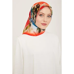Çiçek Desenli Twill İpek Eşarp 24Ya9133 36 36