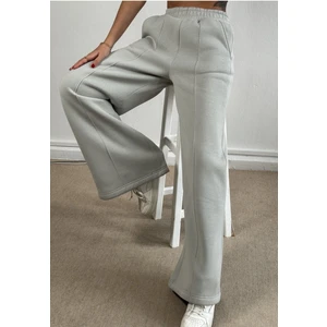 Gri Geniş Kesim Beli Lastikli Şardonlu Eşortman Altı 26237