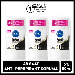 Kadın Stick Deodorant Black&White 50ml, Ter Kokusuna Karşı 48 Saat Koruma, X3 Adet