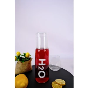 H2O Cam Kapaklı Başucu Su ve Meşrubat Sürahisi Karaf Şişe 600 ml Beyaz – H2O75760 C1-1-18