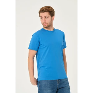 MFY Online Erkek %100 Pamuk Normal Kesim Bisiklet Yaka Kısa Kollu Tişört Mavi