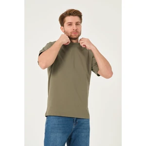 MFY Online Erkek %100 Pamuk Owersize Kesim Bisiklet Yaka Kısa Kollu Tişört Haki