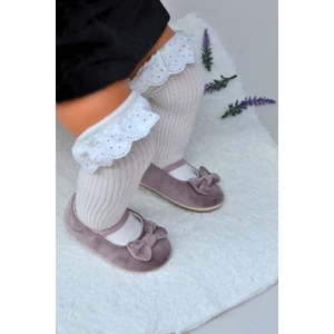 First Step Pudra Kadife Kız Bebek Lastikli Ilk Adım BABET-F-542