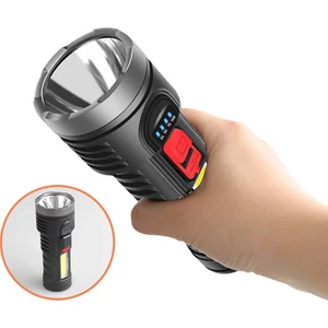 Şarz Edilebilir El Feneri Şarjlı El Feneri 4 Modlu Su Geçirmez USB Kablolu Cob LED 5W