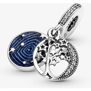 Charmy Accessory Ağaç, Galaksi ve Ay Çift Sallantılı Charm | 925 Ayar Gümüş
