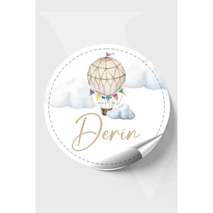Piksel Grafik Retro Balonlar Bebek Etiketi- Doğum Günü Etiketi 4x4 cm 96 Adet