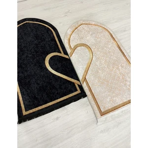 2 Li Çift Seccadesi 75X125 Ebat Siyah - Bej