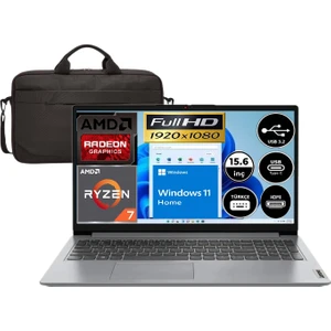 Ideapad 1 Amd Ryzen 7 5700U 32GB Ram 512GB SSD 15.6" Fullhd Windows 11 Taşınabilir Bilgisayar 82R4006GTR + Çanta Hediye Serytech