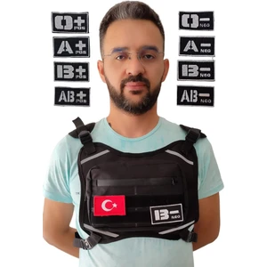 Motorcu Göğüs Çantası Kırmızı Reflektörlü Su Geçirmez Kan Grubu Seçenekli
