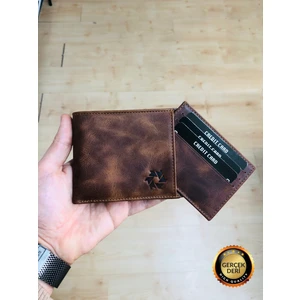 derius Wick Antik Kahve  Deri Kişiye Özel Isim Baskılı Erkek Cüzdanı(Kartlık Hediyeli)