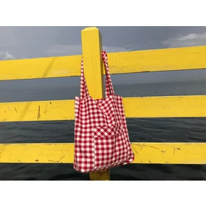 Sumicorn Design Kırmızı Pötikareli Çevre Dostu Bez Çanta,cepli Keten Kol ve Omuz Çantası,unisex Alışveriş Çantası