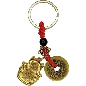 Dünyadan Hediyeler Çin Feng Shui Şans ve Bereket Parası Maneki Neko Metal Anahtarlık