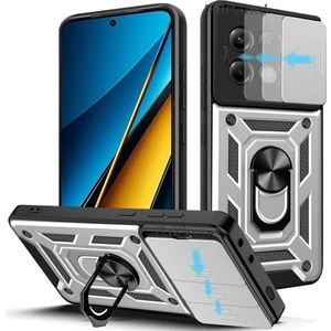 M.TK Moveteck Xiaomi Redmi Note 13 Pro 4g Kılıf Kamera Korumalı Sürgülü Yüzüklü Armor Military Tank Kızaklı Kapak