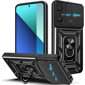 M.TK Moveteck Xiaomi Redmi Note 13 4g Kılıf Kamera Korumalı Sürgülü Yüzüklü Armor Military Tank Kızaklı Kapak