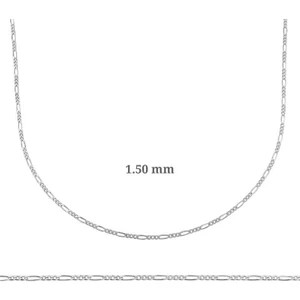1.50 mm Gümüş Figaro Zincir - 0.40 Mikron