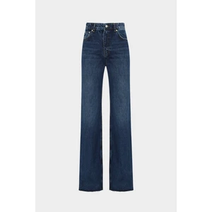 Açelya Okcu AÇELYAOKCU High Waist Wed Leg Kar Yıkama Geniş Paça Dikişsiz Jean