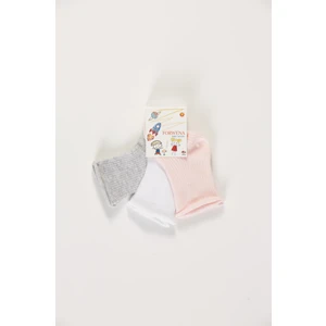 Baby Socks 3'lü Paket Bebek Renkli Pamuklu Lastiksiz Dikişsiz Soket Çorap