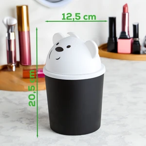 L-00586 Hippo Minik Ayıcık Görünümlü Masaüstü Çöp Kovası - Çöp Kutusu Siyah Beyaz