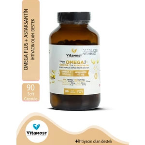 Omega Plus (Omega 3,astaksantin 40MG, D3K2, Koenzim Q10) Balık Yağı, Fish Oil 90 Softjel 2000 Mg