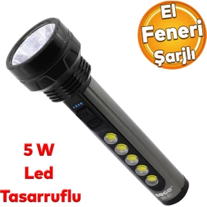 El Feneri Şarjlı LED Işıldak Kamp Lambası Gece Aydınlatma 5 W Beyaz Işık