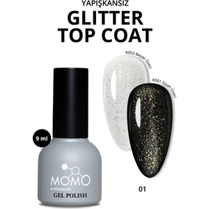 Glitter Top Coat 01 Kalıcı Oje İçin, Altın Simli, 9 ml