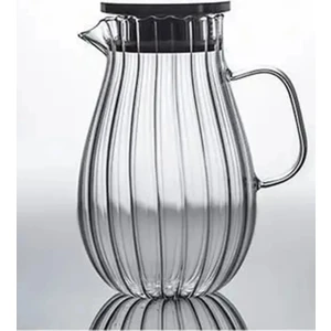 Senin Dükkanın Borosilikat Cam Çizgili Tombul Sürahi 1800 ml