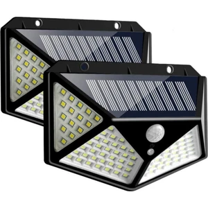 2 Adet 100 LED Solar 3 Mod Hareket Sensörlü Duvar Bahçe Lambası
