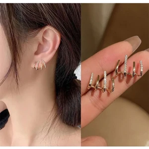 Aycha Aksesuar Çelik Tek Delik Çoklu Görünüm Pençe Model 4’lü Görünen Küpe