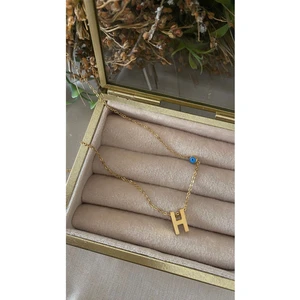 Aycha Aksesuar Çelik H Harfli Minimal Nazar Boncuklu Kısa Harf Kolye