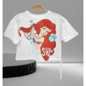 Lolli Boom Kids  Yeni Sezon Kız Çocuk Bel Büzgü Ayarlı Deniz Kızı Baskılı T-Shirt Kısa Kol