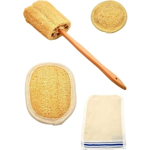 Doğal Kabak Lifi 4'lü Banyo Hamam Kese Seti (Yüz + Vücut + Sırt)