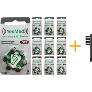 Yesmed Extra Power 312 Numara Işitme Cihazı Pili (10 Paket x 6 Adet = 60 Adet Pil) + Hediye Mıknatıslı Işitme Cihazı Temizleme Fırçası