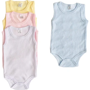 Renkli Büyük Boy Çocuk Bebek Çıtcıtlı Body Iç Atlet Zıbın 4 Lü Set Pamuklu Fitilli Doku Yumuşak