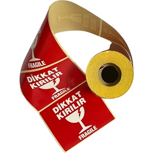 Svs Etiket Plastik 100X80 250 Sarım Dikkat Kırılır (Fragile) Etiketi