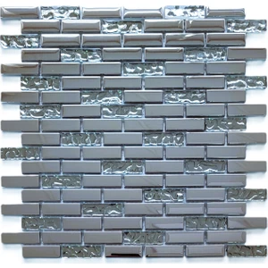 Mutfak Tezgah Arası ve Iç Dekorasyon Için Kristal Cam Mozaik Cam Ölçüsü: 15X48X6 Mm. File Ölçüsü: 30X30 Cm. ( 1 Koli = 1 m2 Fiyatıdır )