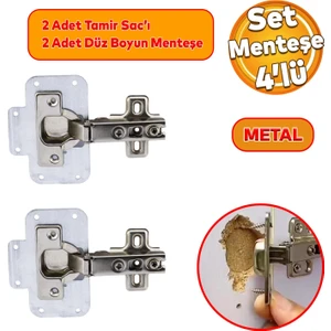 Mobilya Dolap Kapak Metal Tamir Saç Hanaks Mobilya Dolap Kapak Menteşesi Düz Tas Menteşe Set 4'lü