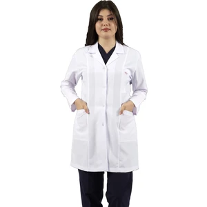 Seza Tekstil Gömlek Yaka Orta Boy Beyaz Bayan Doktor Öğretmen Hemşire Laboratuvar Önlüğü