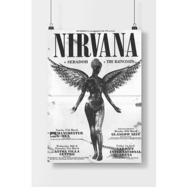 NIRVANA ポスター　フラッグ Poster City Postercity Nirvana Poster Çerçevesiz Parlak Fiyatı