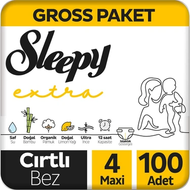 Sleepy Extra Günlük Aktivite Gross Paket Bebek Bezi 4 Numara Maxi 100