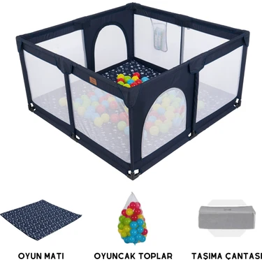 Mamma Playard Güvenli Bebek ve Çocuk Oyun Alanı Oyun Parkı 125X125 Oyun Matı ve