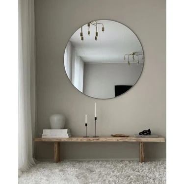 Effe Yapı Dekor 80 cm Yuvarlak Ayna Çerçevesiz CNC Rodajlı Kenarlarla Modern