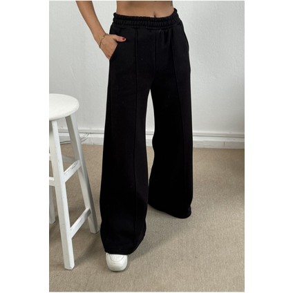 Siyah Geniş Kesim Beli Lastikli Şardonlu Eşortman Altı 26237 modelleri