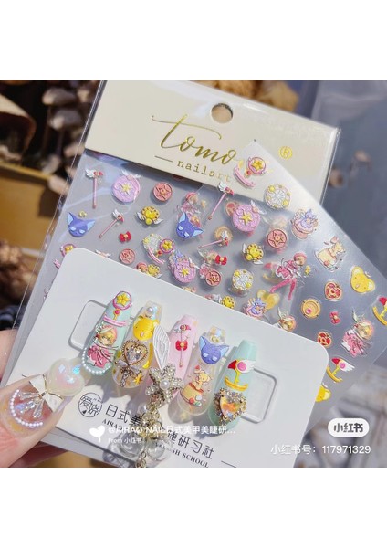 3D Rölyef Sihirli Güzellik Kız Desen Kendinden Yapışkanlı Çıkartma Tasarım Nail Art Çıkartmalar Dekorasyon (Yurt Dışından) fiyatları